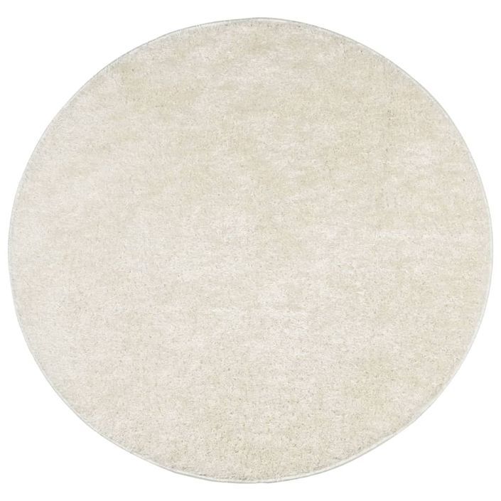 Tapis ISTAN à poils longs aspect brillant crème Ø 120 cm - Photo n°1