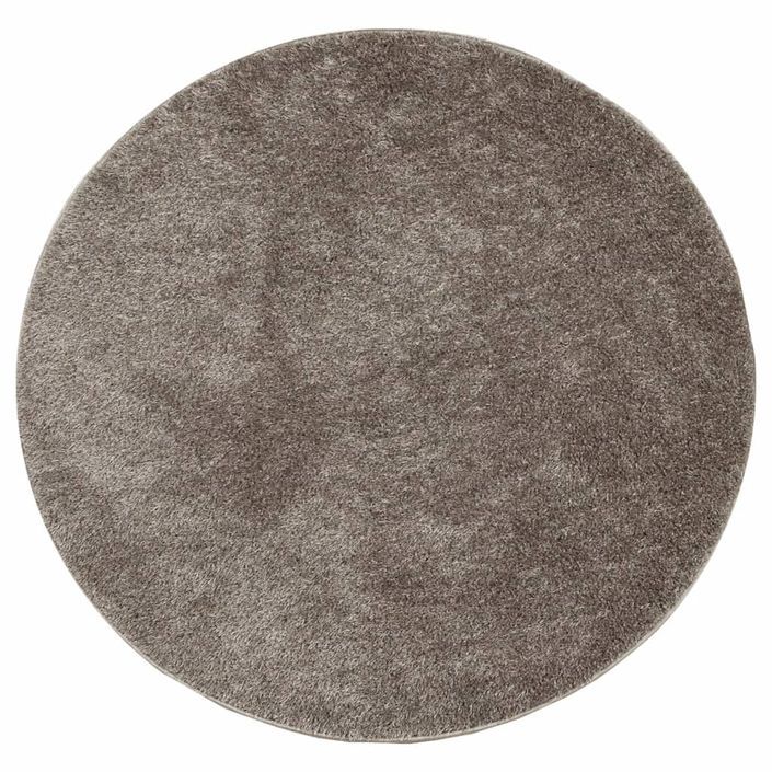 Tapis ISTAN à poils longs aspect brillant gris Ø 100 cm - Photo n°1