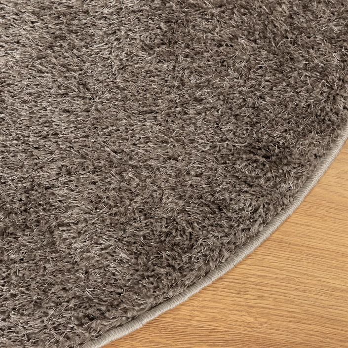 Tapis ISTAN à poils longs aspect brillant gris Ø 100 cm - Photo n°4