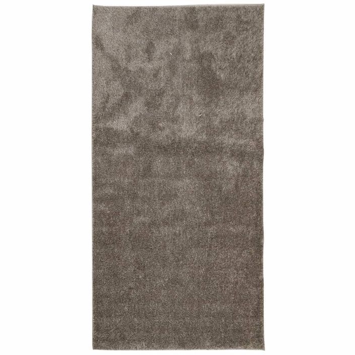 Tapis ISTAN à poils longs aspect brillant gris 100x200 cm - Photo n°1