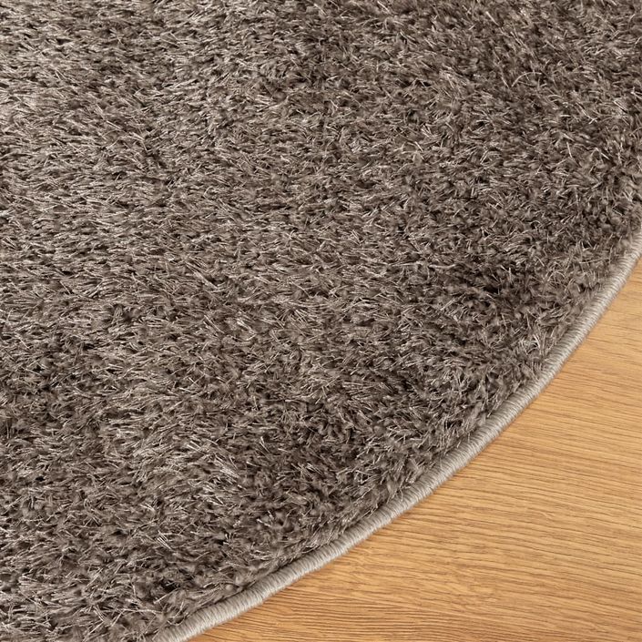 Tapis ISTAN à poils longs aspect brillant gris Ø 120 cm - Photo n°4