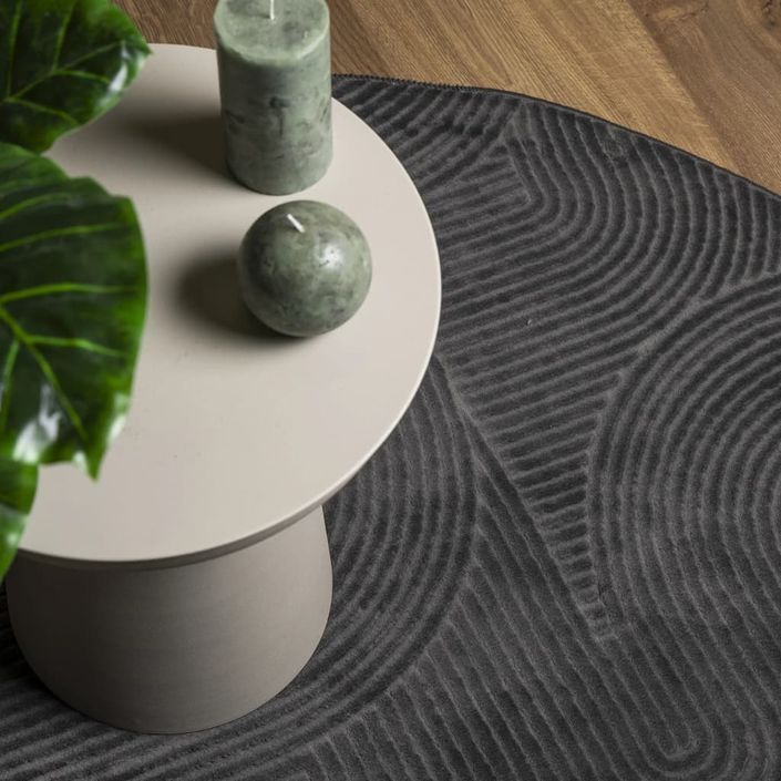 Tapis IZA poils courts style scandinave anthracite Ø 200 cm - Photo n°7