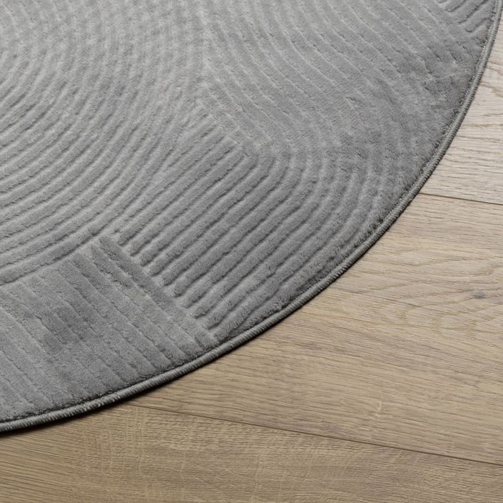 Tapis IZA poils courts style scandinave gris Ø 200 cm - Photo n°4