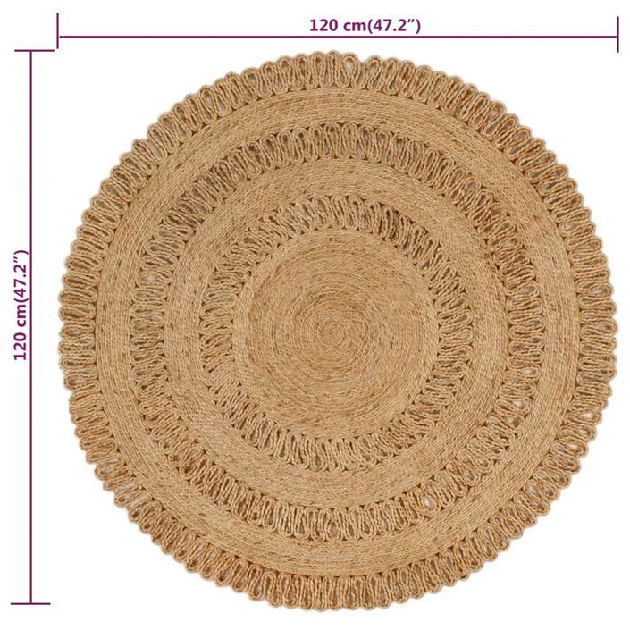 Tapis Jute tressé à la main 120 cm Rond - Photo n°6