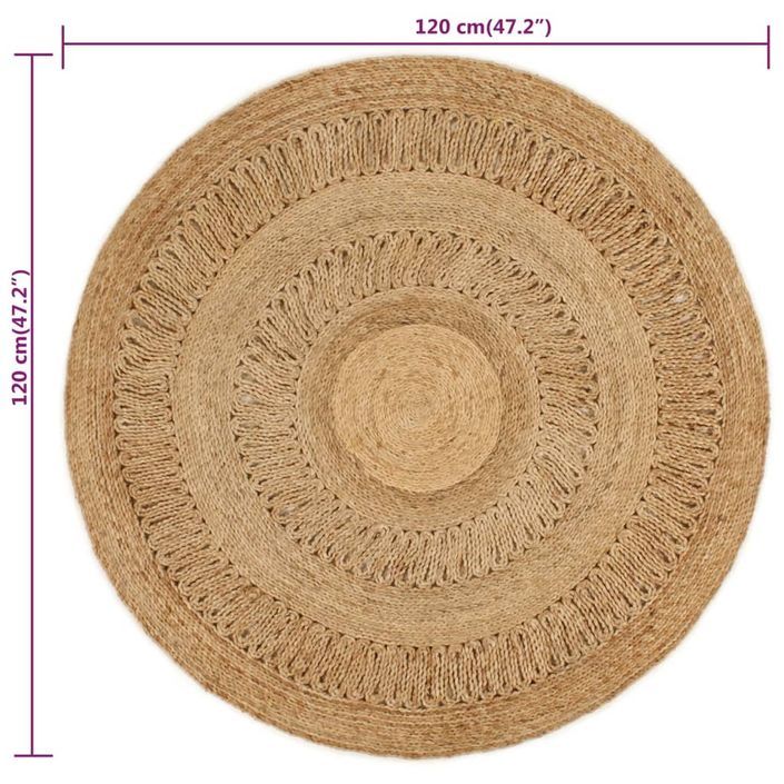 Tapis Jute tressé à la main 120 cm Rond - Photo n°6