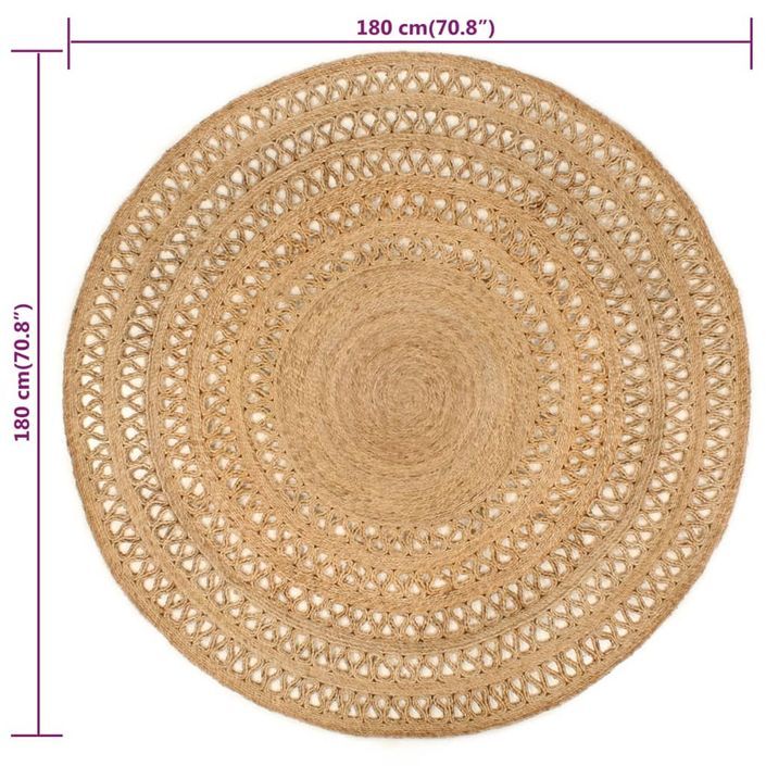 Tapis Jute tressé à la main 180 cm Rond - Photo n°6