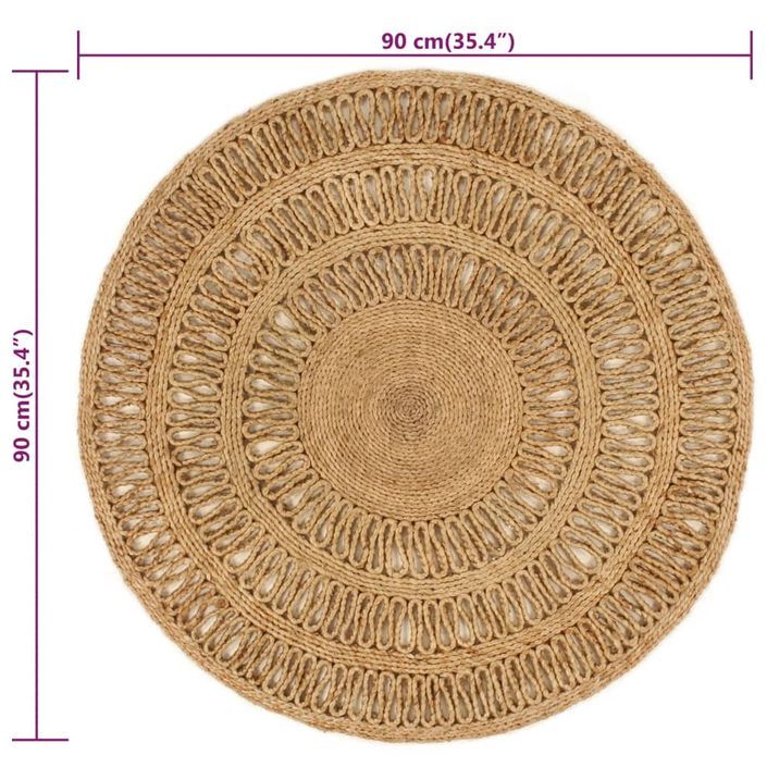 Tapis Jute tressé à la main 90 cm Rond - Photo n°6