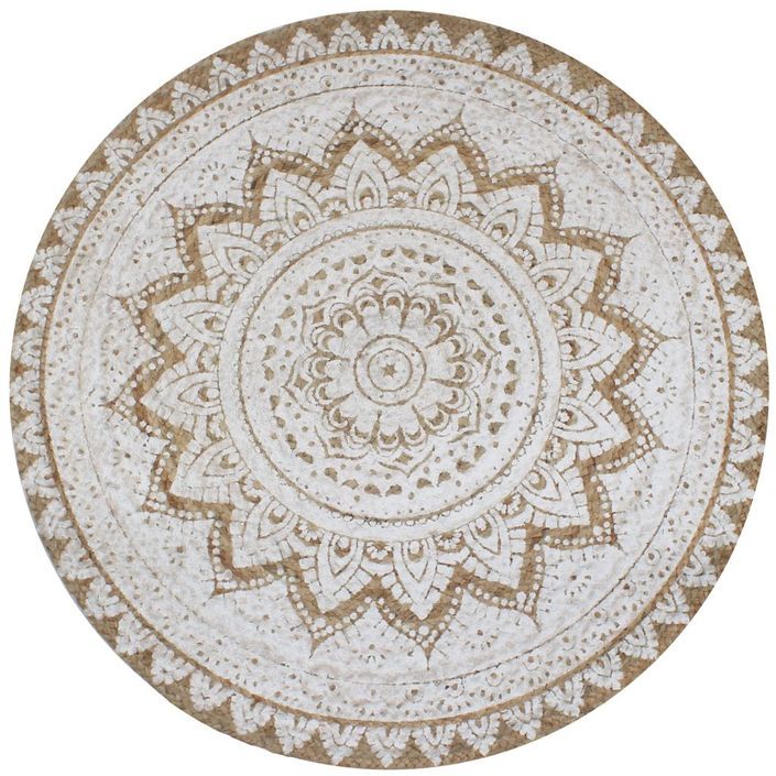 Tapis Jute tressé imprimé 120 cm rond - Photo n°1