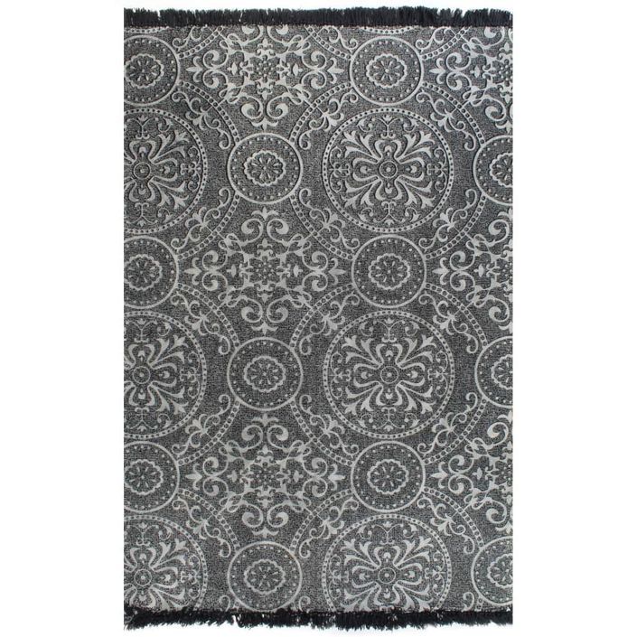 Tapis Kilim Coton 120 x 180 cm avec motif Gris 2 - Photo n°1