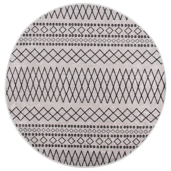 Tapis lavable antidérapant φ120 cm Noir et blanc - Photo n°1