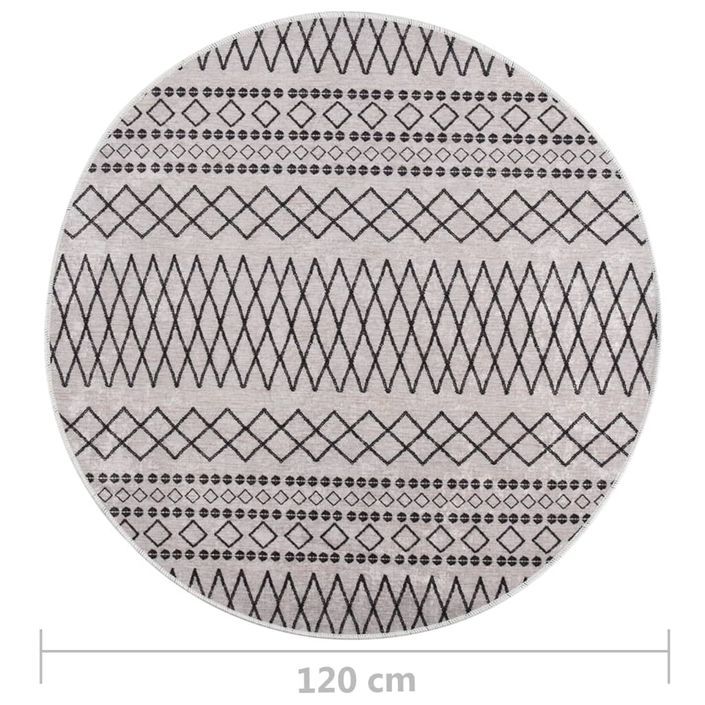 Tapis lavable antidérapant φ120 cm Noir et blanc - Photo n°5