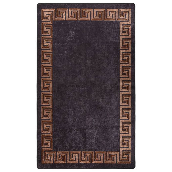 Tapis lavable antidérapant 120x180 cm Noir et doré - Photo n°1