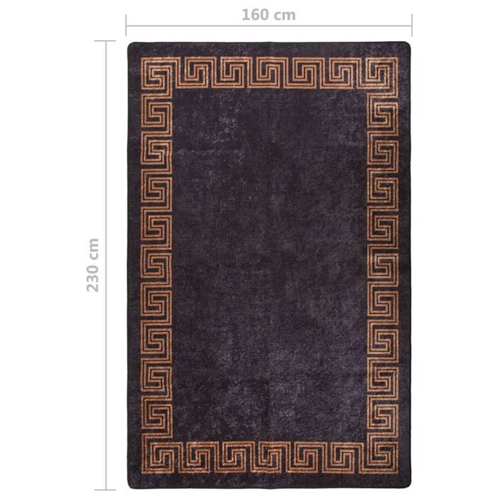 Tapis lavable antidérapant 160x230 cm Noir et doré - Photo n°7