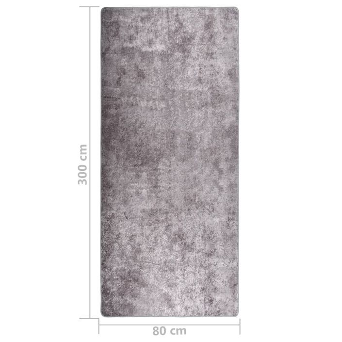 Tapis lavable antidérapant 80x300 cm Gris 2 - Photo n°5