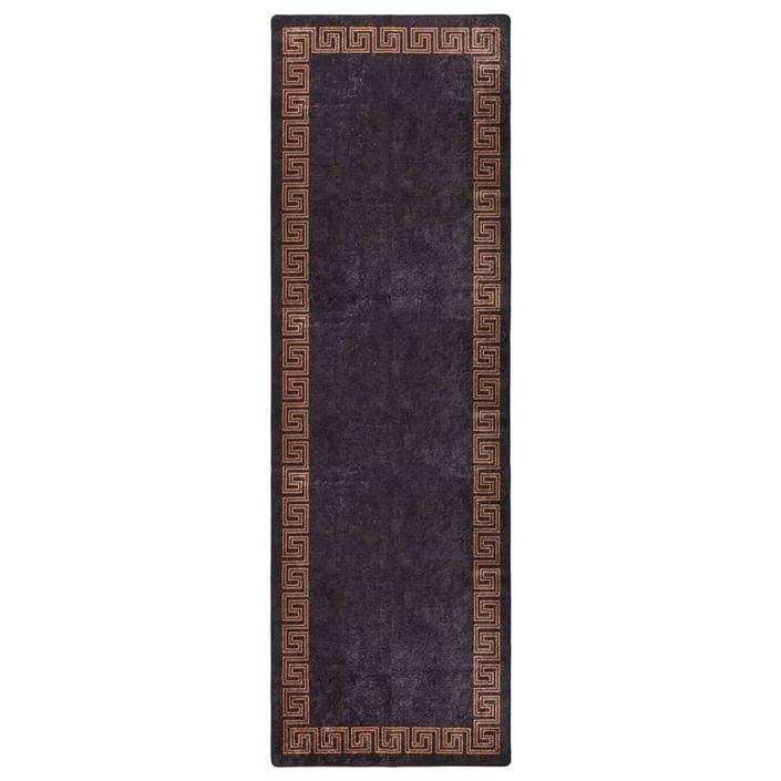 Tapis lavable antidérapant 80x300 cm Noir et doré - Photo n°1