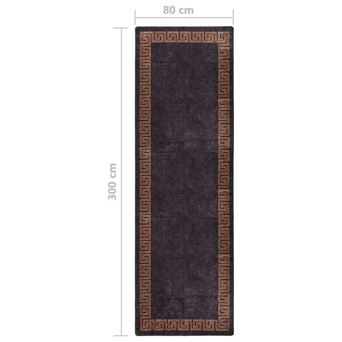 Tapis lavable antidérapant 80x300 cm Noir et doré - Photo n°7