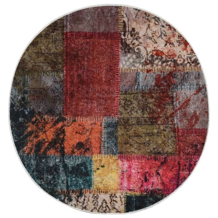 Tapis lavable antidérapant Patchwork φ120 cm Multicolore - Photo n°1