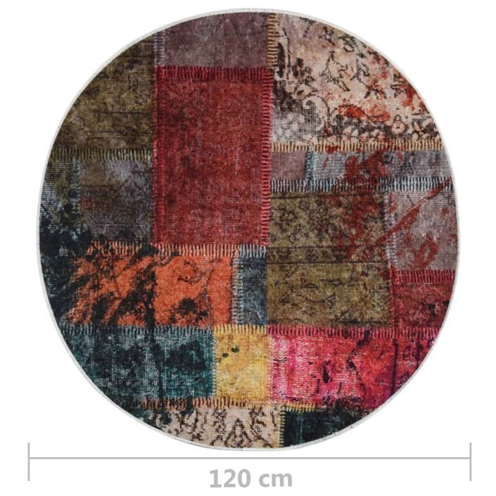 Tapis lavable antidérapant Patchwork φ120 cm Multicolore - Photo n°5