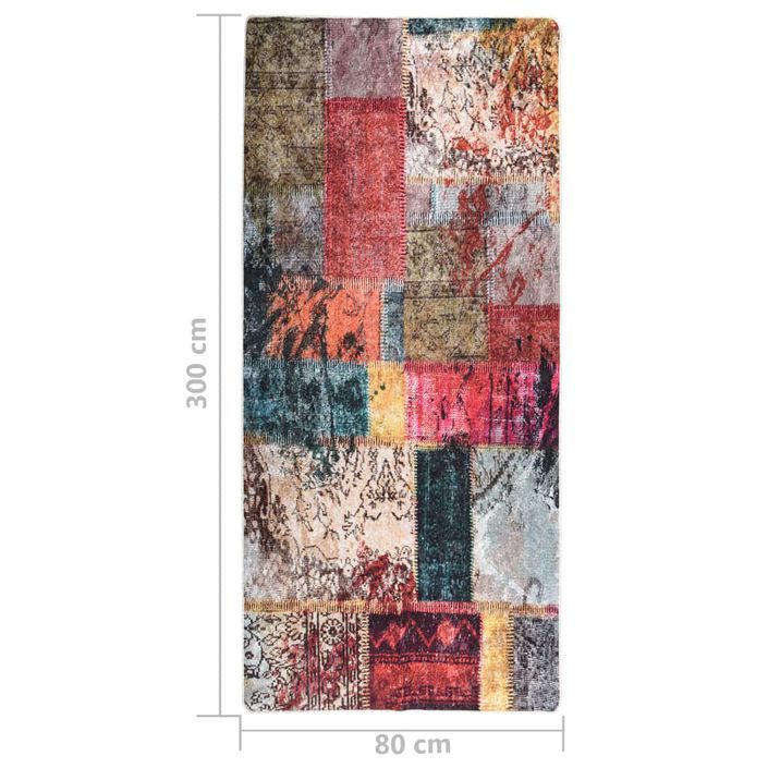 Tapis lavable antidérapant Patchwork 80x300 cm Multicolore - Photo n°5