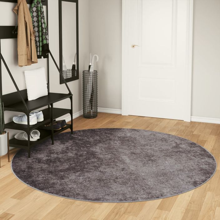 Tapis lavable gris Ø 200 cm antidérapant - Photo n°2