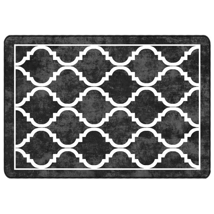 Tapis lavable noir et blanc 120x180 cm antidérapant - Photo n°1