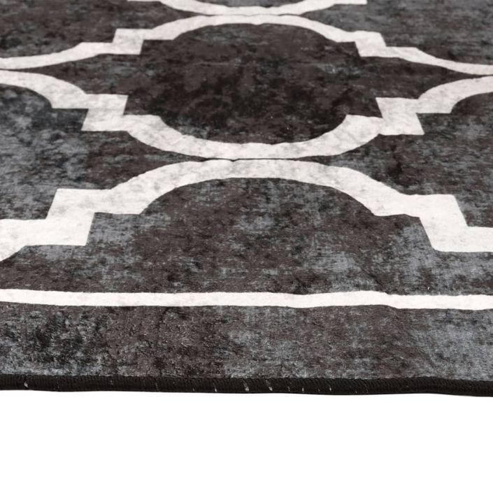 Tapis lavable noir et blanc 190x300 cm antidérapant - Photo n°6