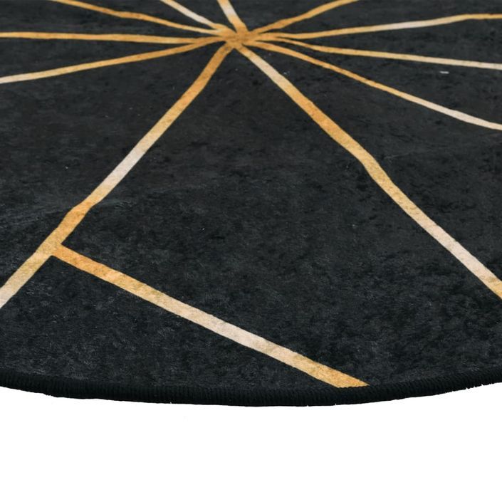 Tapis lavable noir et doré Ø 120 cm antidérapant - Photo n°4