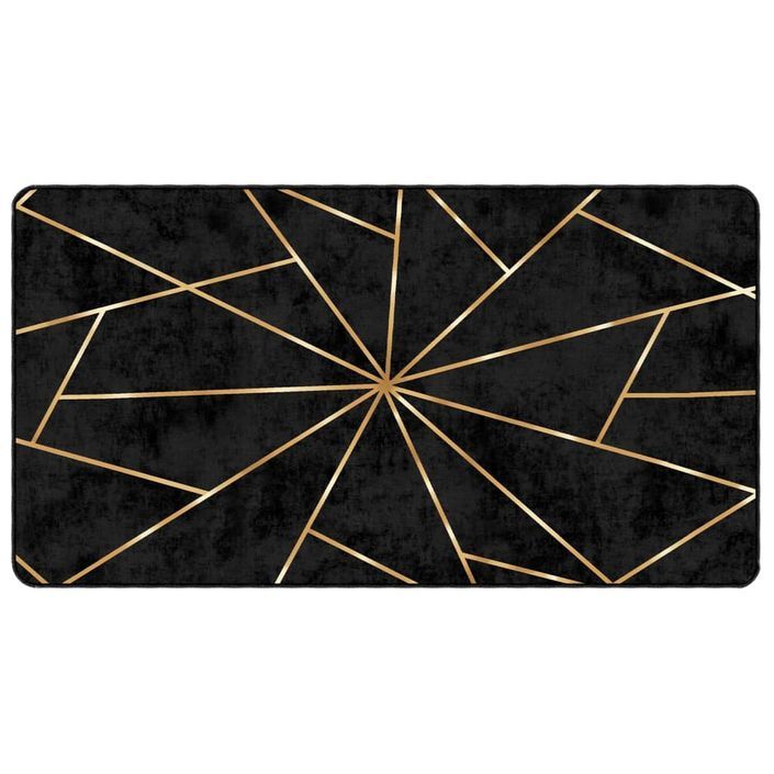 Tapis lavable noir et doré 80x150 cm antidérapant - Photo n°1