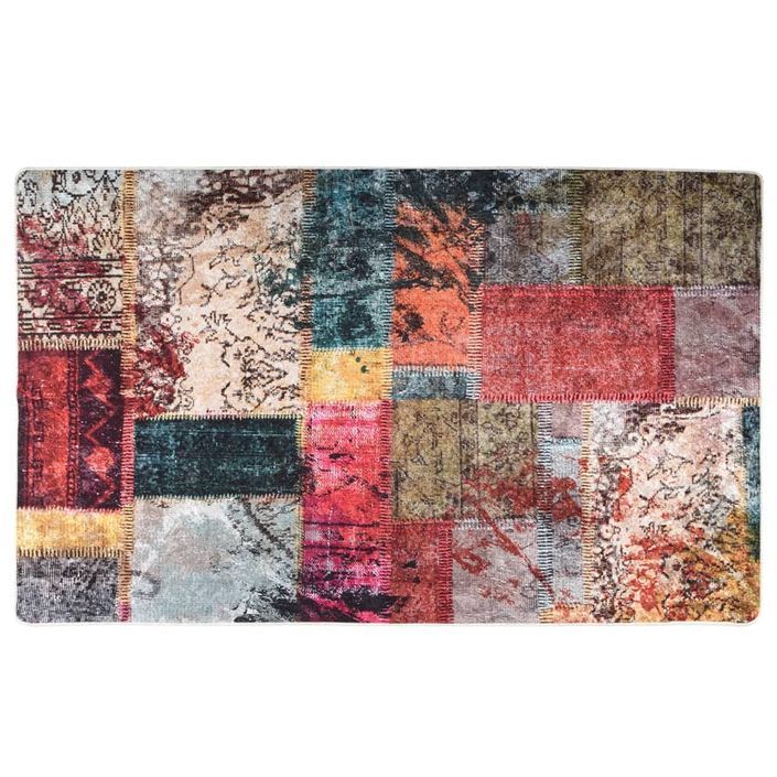 Tapis lavable patchwork multicolore 120x170 cm antidérapant - Photo n°1