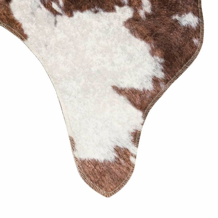 Tapis marron et blanc motif vache lavable antidérapant - Photo n°4