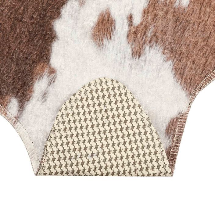 Tapis marron et blanc motif vache lavable antidérapant - Photo n°5