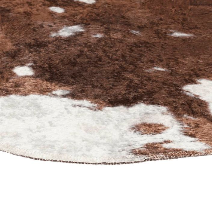 Tapis marron et blanc motif vache lavable antidérapant - Photo n°6