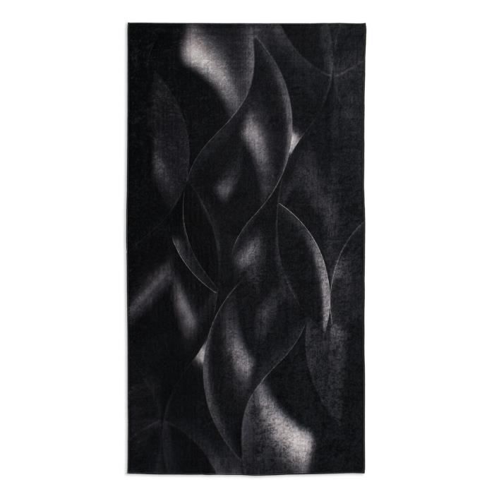 Tapis Moderne - Motif vagues - Noir - 100% polyester - 70 x 180 cm - Intérieur - NAZAR - Photo n°2