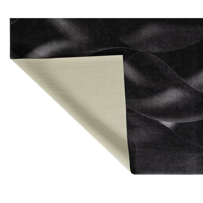 Tapis Moderne - Motif vagues - Noir - 100% polyester - 70 x 180 cm - Intérieur - NAZAR - Photo n°3