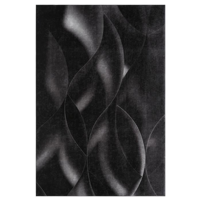 Tapis Moderne - Motif vagues - Noir - 100% polyester - 70 x 180 cm - Intérieur - NAZAR - Photo n°4