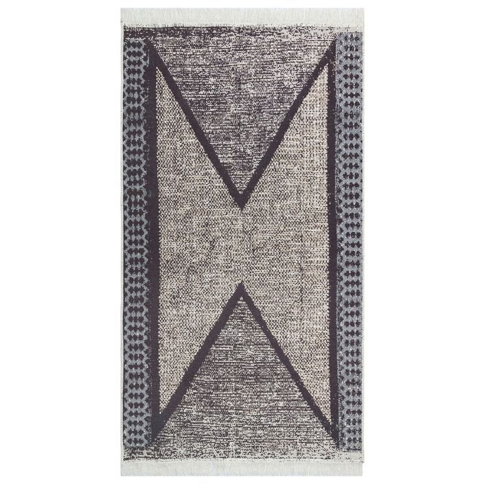 Tapis Noir et gris 120x180 cm Coton - Photo n°2