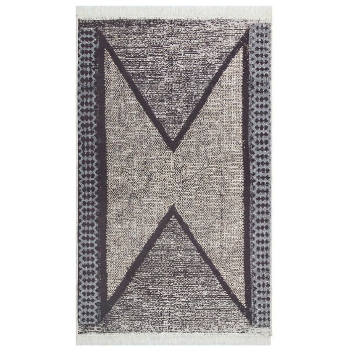 Tapis Noir et gris 160x230 cm Coton - Photo n°2