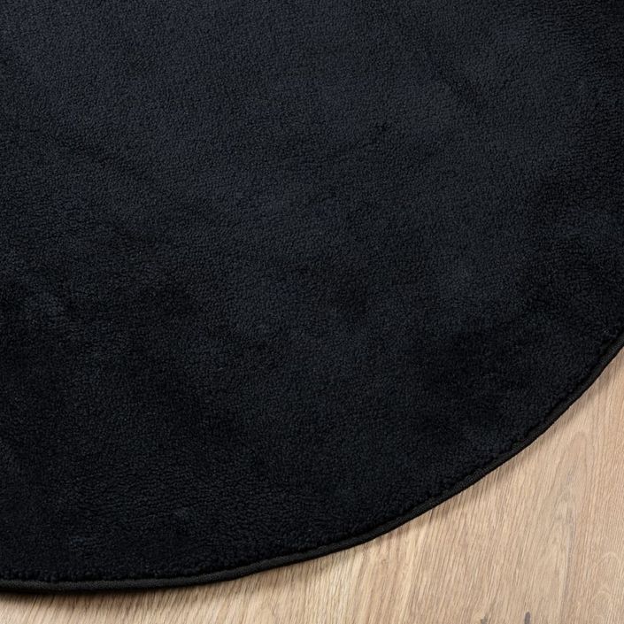 Tapis OVIEDO à poils courts noir Ø 200 cm - Photo n°4