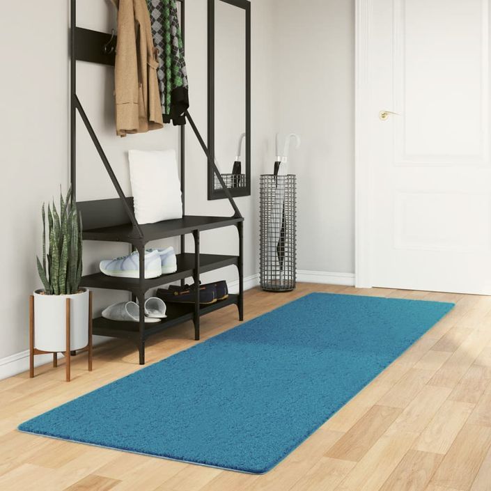 Tapis OVIEDO à poils courts turquoise 80x250 cm - Photo n°1