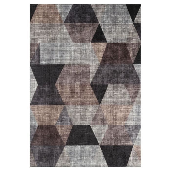 Tapis Petit - Motif géométrique - Gris - 100% polyester - 70 x 180 cm - Intérieur - NAZAR - Photo n°5