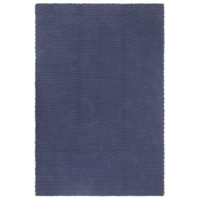 Tapis rectangulaire Bleu marine 120x180 cm Coton - Photo n°1