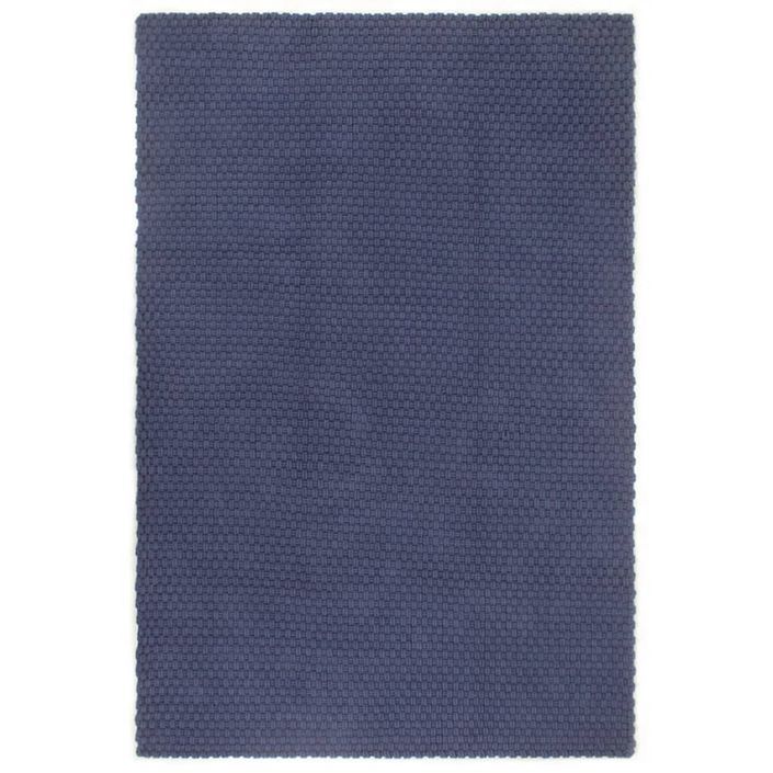 Tapis rectangulaire Bleu marine 160x230 cm Coton - Photo n°1