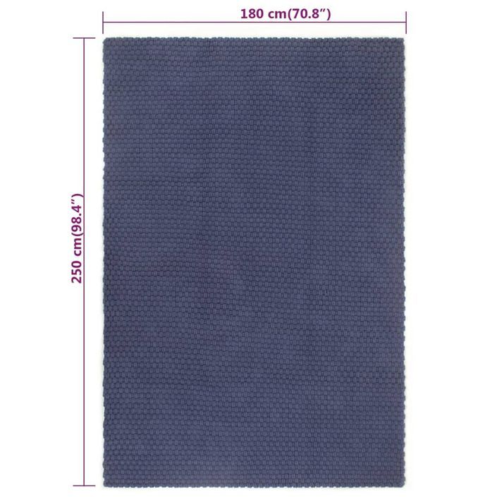 Tapis rectangulaire Bleu marine 180x250 cm Coton - Photo n°6