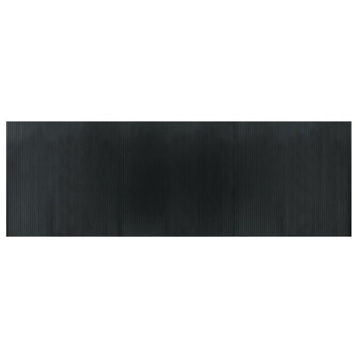 Tapis rectangulaire gris 100x300 cm bambou - Photo n°2