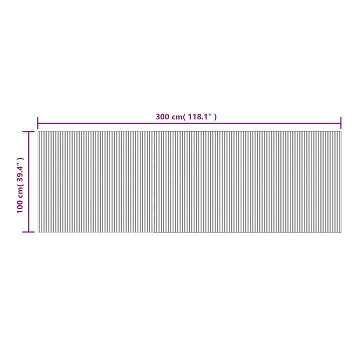Tapis rectangulaire gris 100x300 cm bambou - Photo n°8