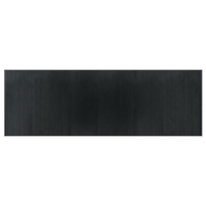 Tapis rectangulaire gris 100x300 cm bambou - Photo n°1