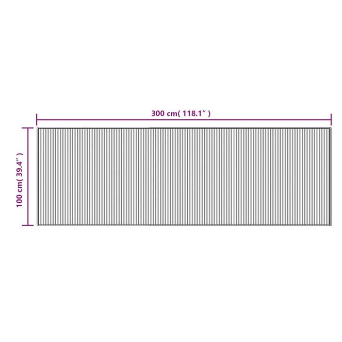 Tapis rectangulaire gris 100x300 cm bambou - Photo n°8