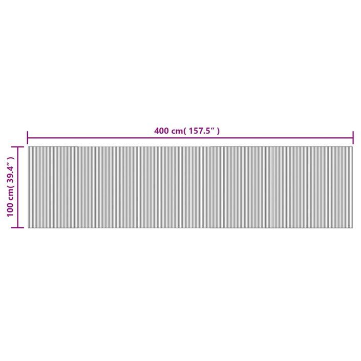 Tapis rectangulaire gris 100x400 cm bambou - Photo n°8