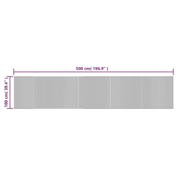 Tapis rectangulaire gris 100x500 cm bambou - Photo n°8