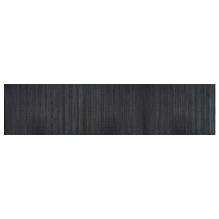 Tapis rectangulaire gris 70x300 cm bambou - Photo n°1